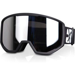 Women OTG Black Frame Sliver Anti Fog UV Protection Snowboard Goggles
